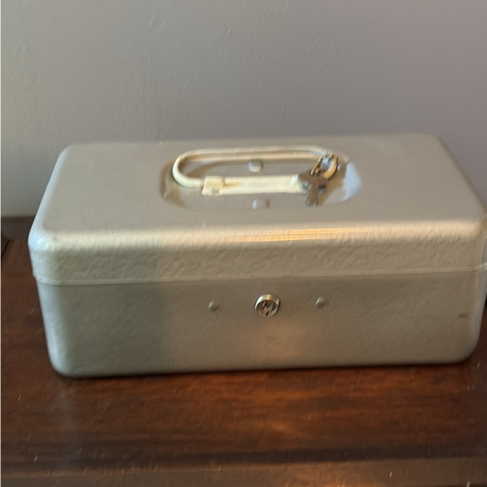 Vintage Silver Metal Locking Box